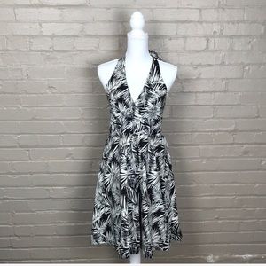 H&M halter leaf plant print dress